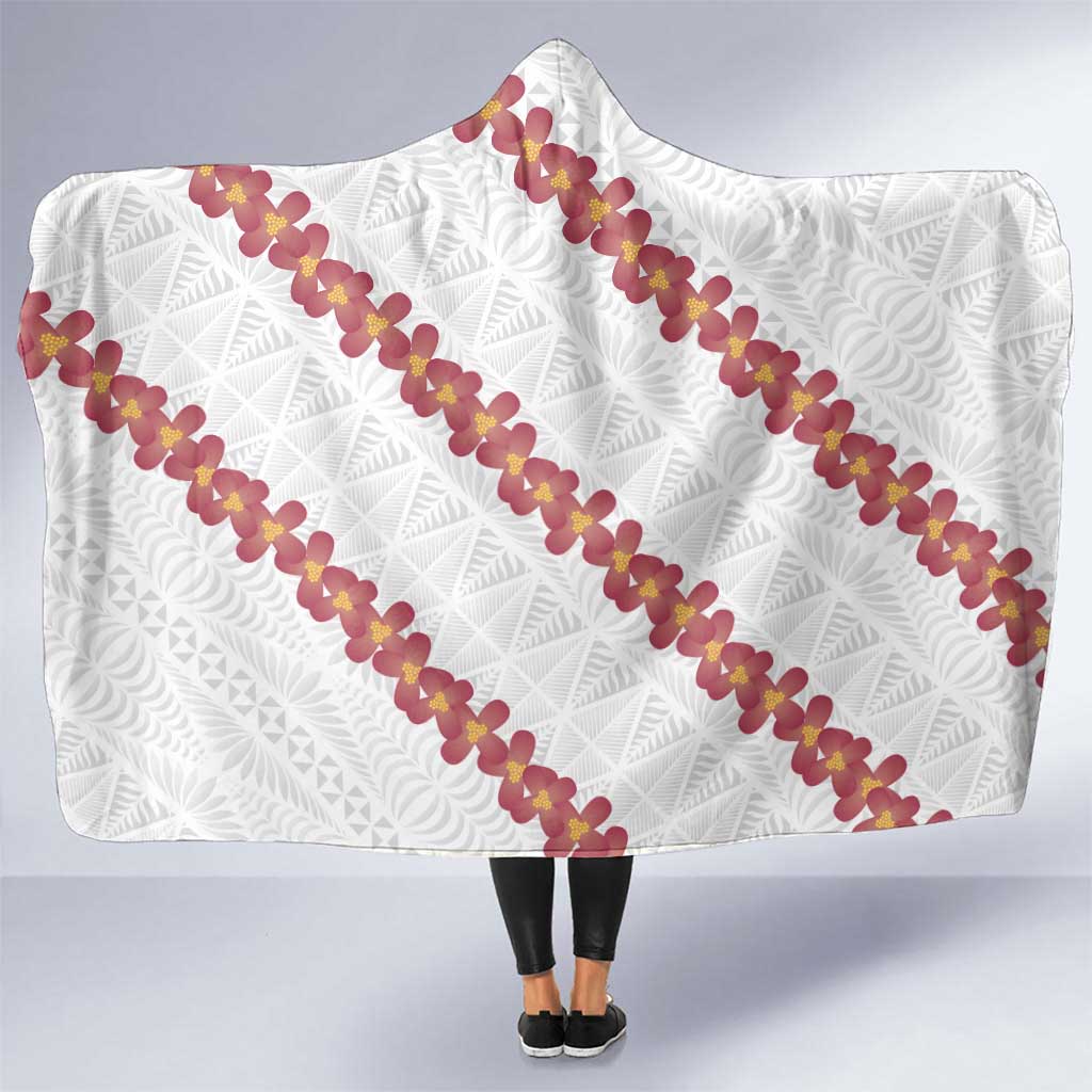 White Sunday Tonga Fakame Hooded Blanket Tongan Ngatu Heilala Lei LT14 One Size White - Polynesian Pride