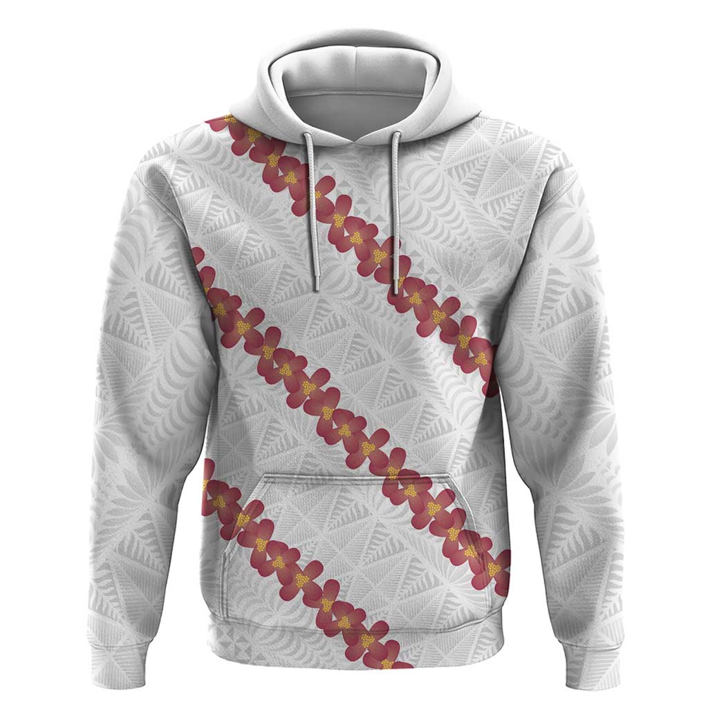 White Sunday Tonga Fakame Hoodie Tongan Ngatu Heilala Lei LT14 Pullover Hoodie White - Polynesian Pride
