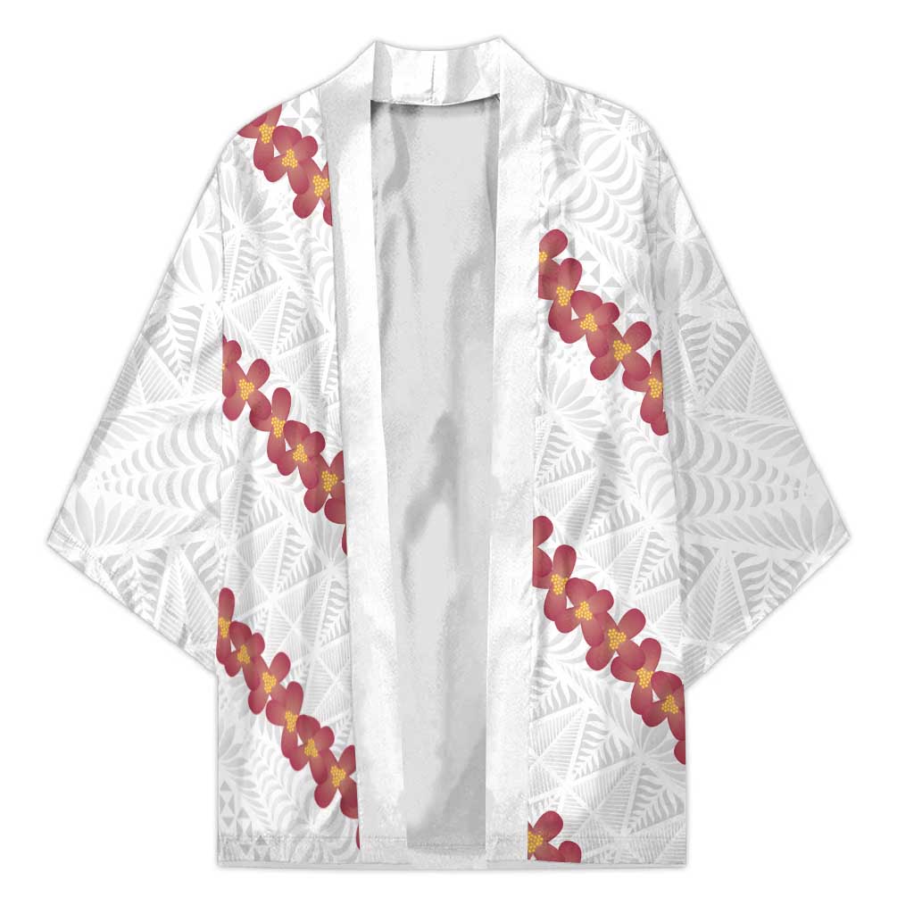 White Sunday Tonga Fakame Kimono Tongan Ngatu Heilala Lei LT14 Unisex White - Polynesian Pride
