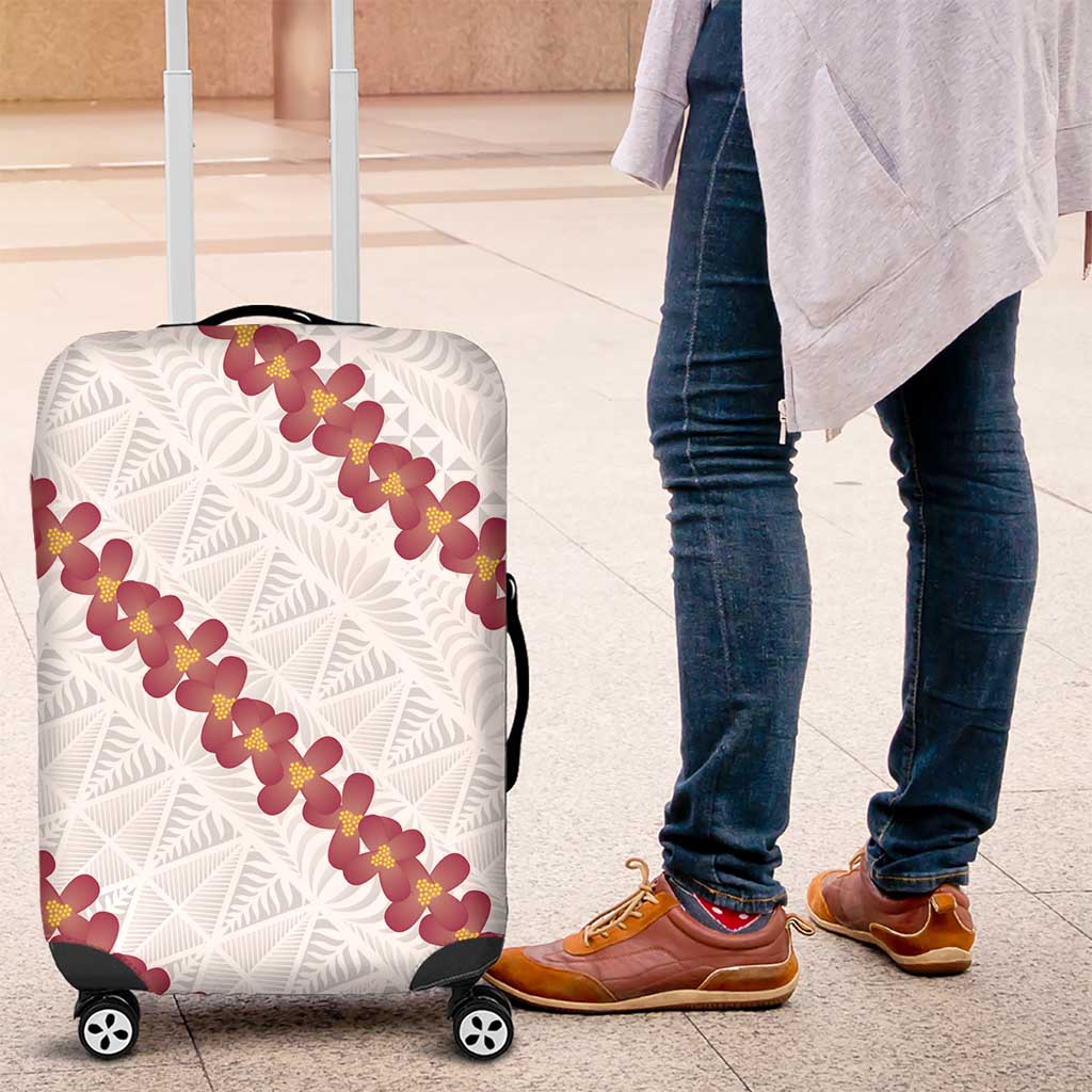 White Sunday Tonga Fakame Luggage Cover Tongan Ngatu Heilala Lei LT14 White - Polynesian Pride