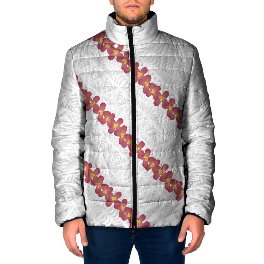 White Sunday Tonga Fakame Padded Jacket Tongan Ngatu Heilala Lei LT14 Men White - Polynesian Pride
