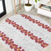 White Sunday Tonga Fakame Round Carpet Tongan Ngatu Heilala Lei LT14 White - Polynesian Pride