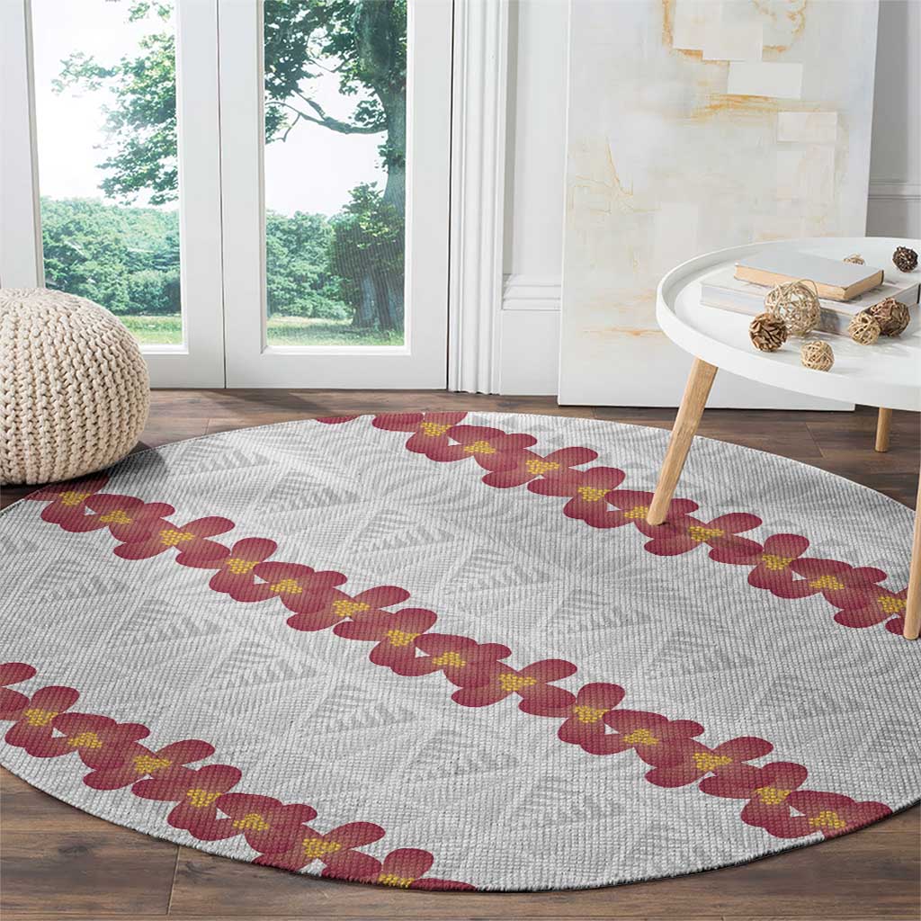 White Sunday Tonga Fakame Round Carpet Tongan Ngatu Heilala Lei LT14 - Polynesian Pride