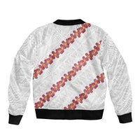 White Sunday Tonga Fakame Sleeve Zip Bomber Jacket Tongan Ngatu Heilala Lei LT14 - Polynesian Pride