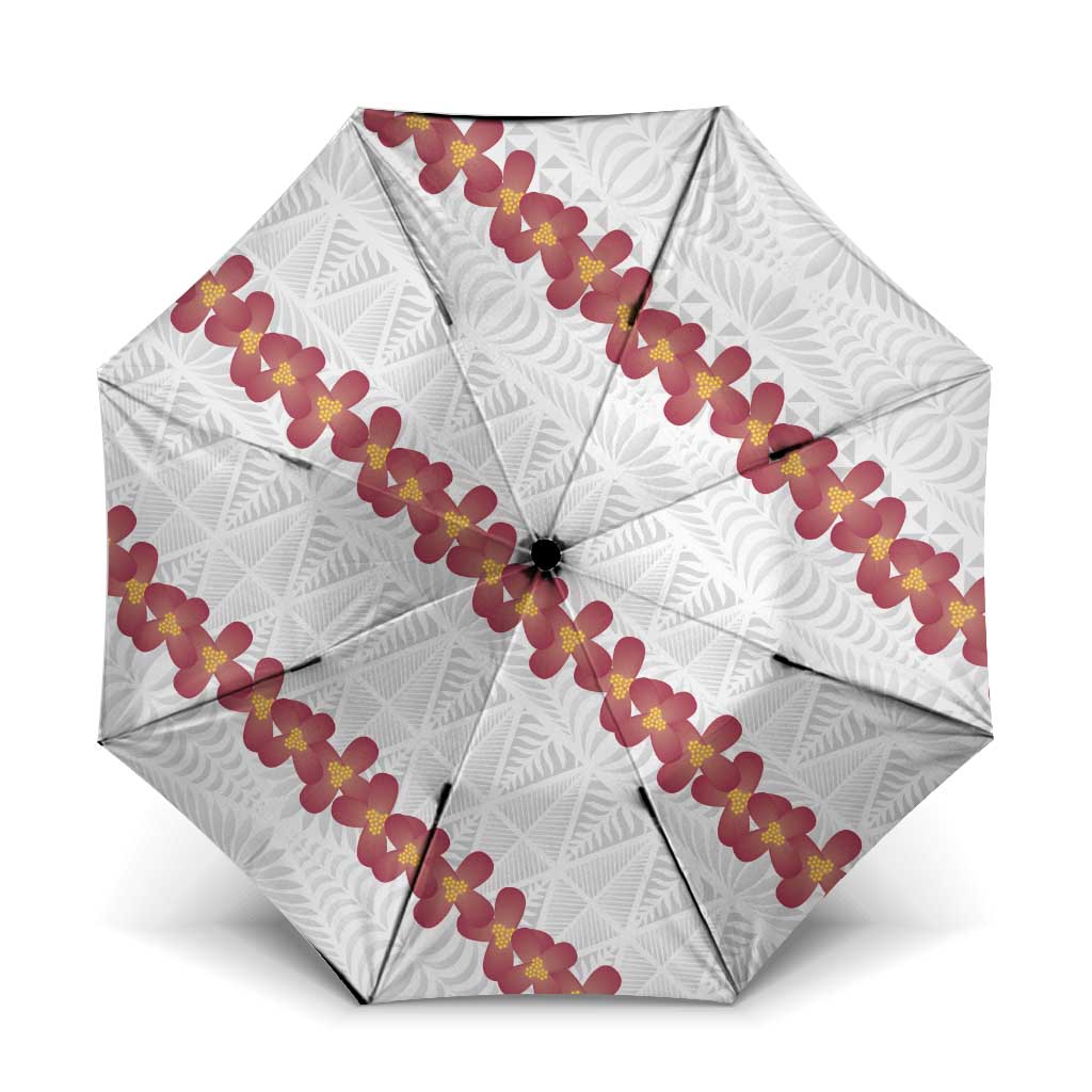 White Sunday Tonga Fakame Umbrella Tongan Ngatu Heilala Lei LT14 One Size Folded 11.42 inch Opened Diameter 37.4 inch White - Polynesian Pride