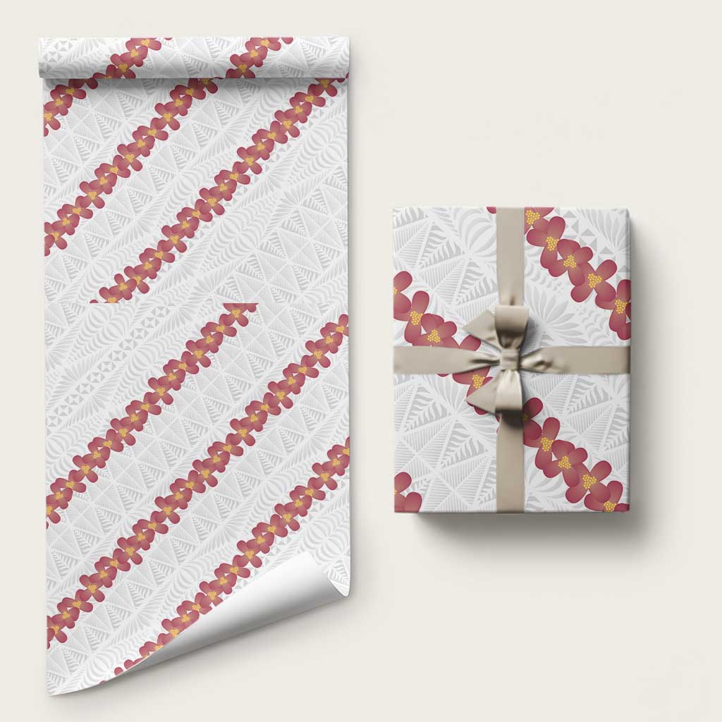 White Sunday Tonga Fakame Wrapping Paper Tongan Ngatu Heilala Lei LT14 58" × 23" White - Polynesian Pride