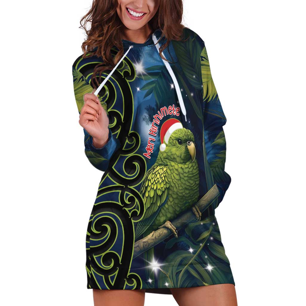 New Zealand Christmas Hoodie Dress Cute Kakapo Meri Kirihimete Maori Koru