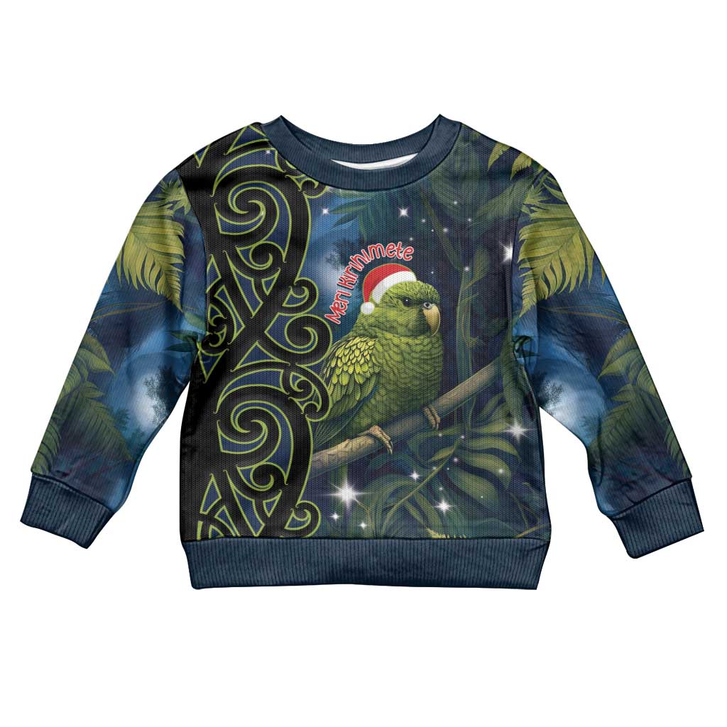 New Zealand Christmas Kid Ugly Christmas Sweater Cute Kakapo Meri Kirihimete Maori Koru