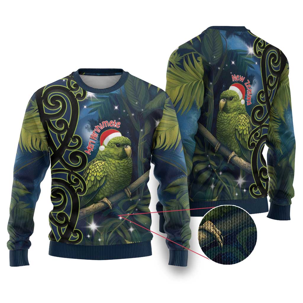 New Zealand Christmas Ugly Christmas Sweater Cute Kakapo Meri Kirihimete Maori Koru LT14 Blue - Polynesian Pride