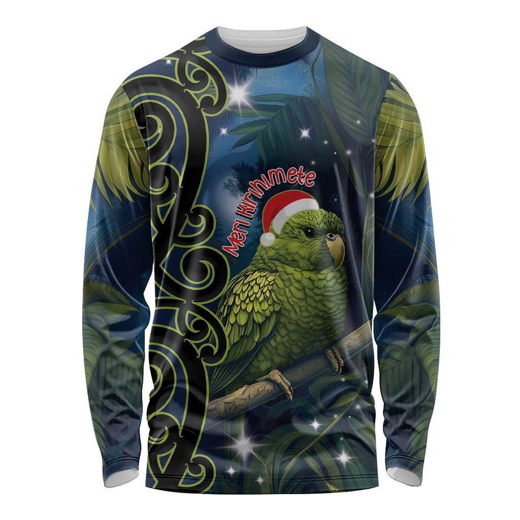 New Zealand Christmas Long Sleeve Shirt Cute Kakapo Meri Kirihimete Maori Koru