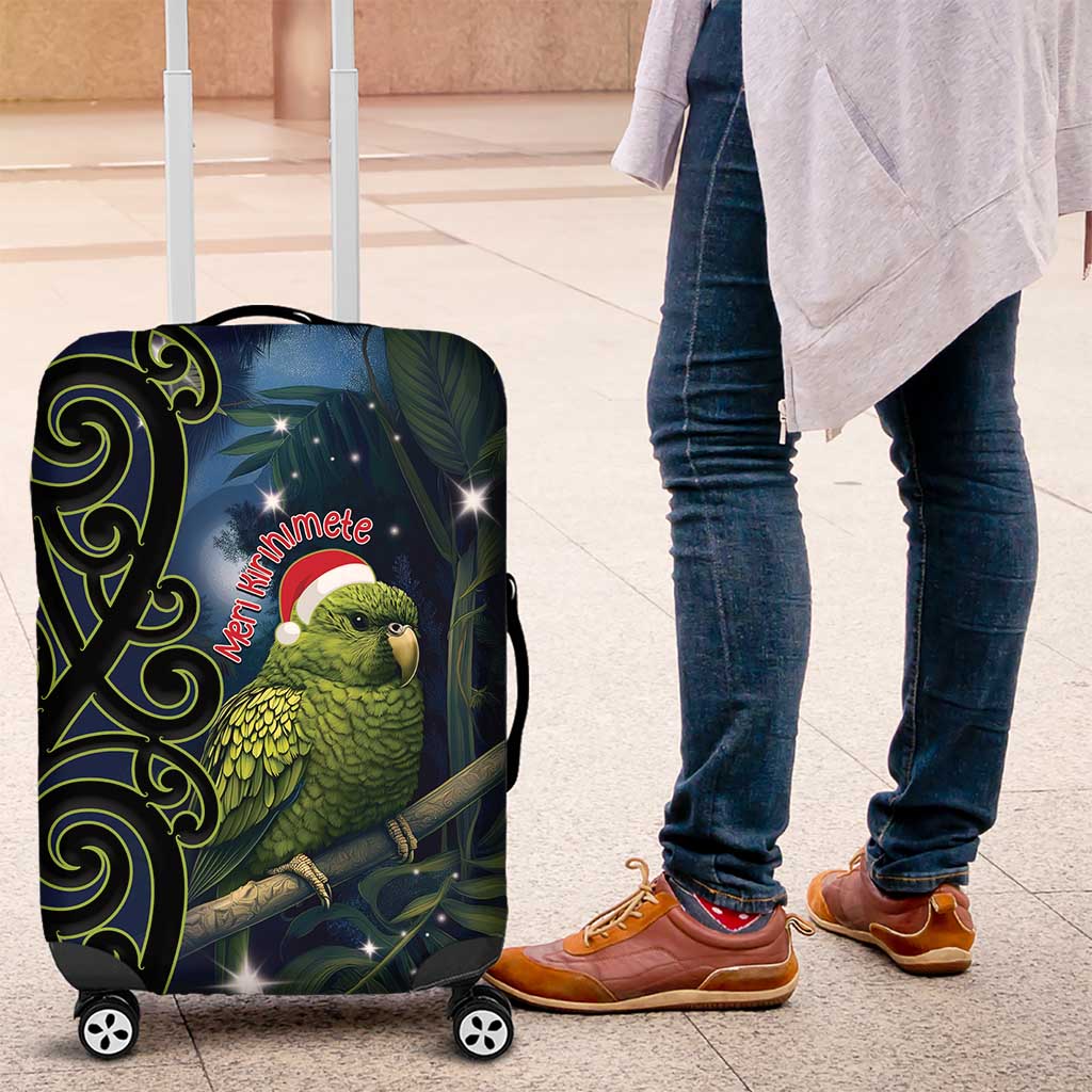 New Zealand Christmas Luggage Cover Cute Kakapo Meri Kirihimete Maori Koru