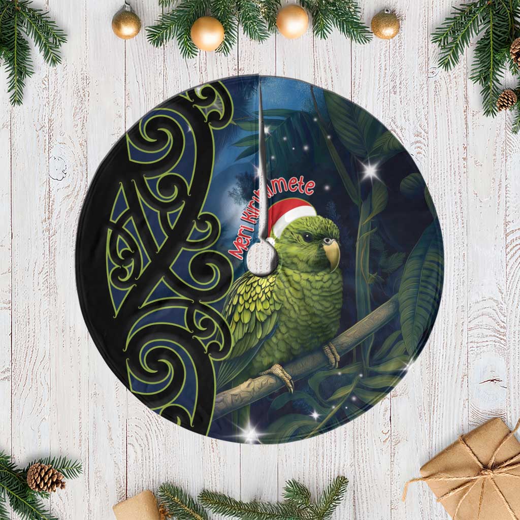 New Zealand Christmas Tree Skirt Cute Kakapo Meri Kirihimete Maori Koru LT14 Casual Blue - Polynesian Pride