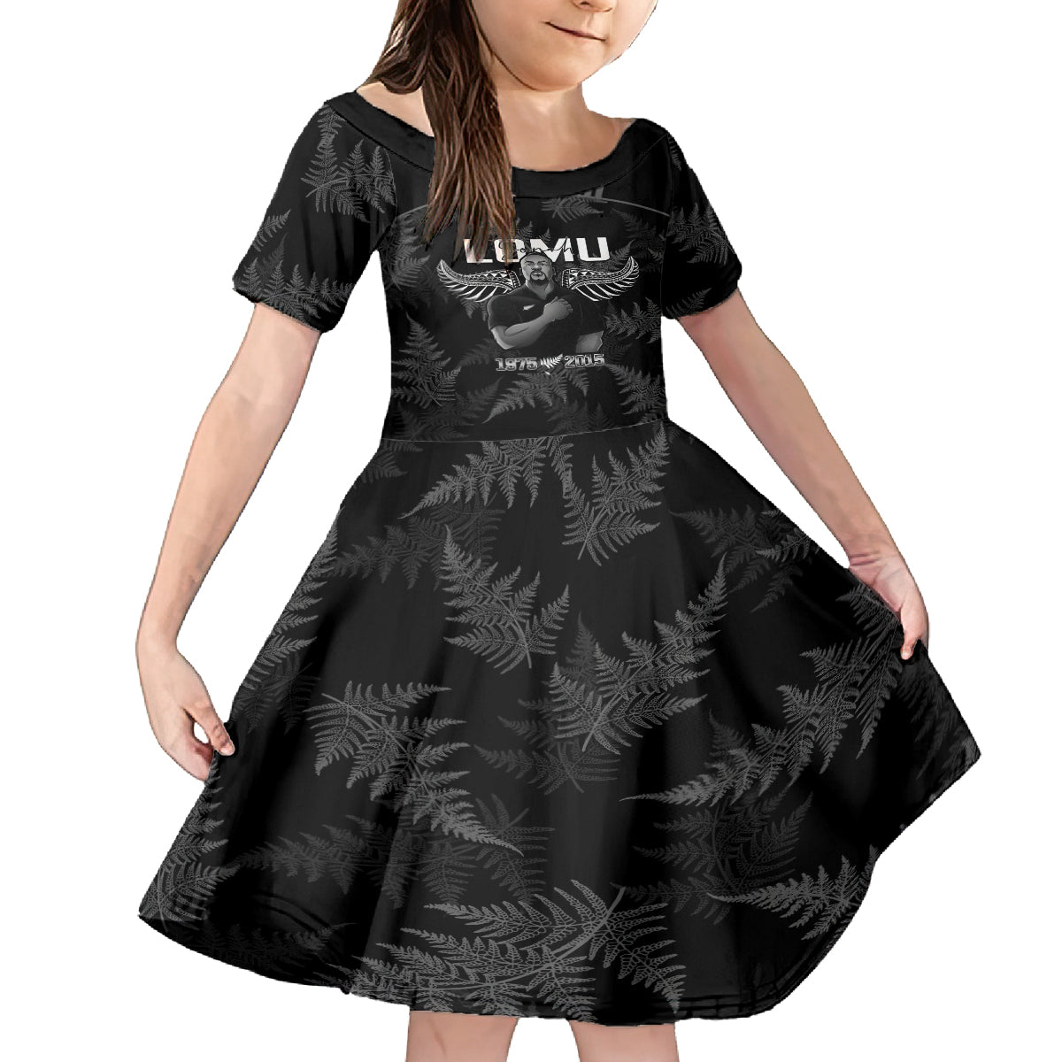 New Zealand Silver Fern Rugby Kid Short Sleeve Dress Aotearoa Godfather Proud Gone But Never Forgotten LT14 KID Black - Polynesian Pride