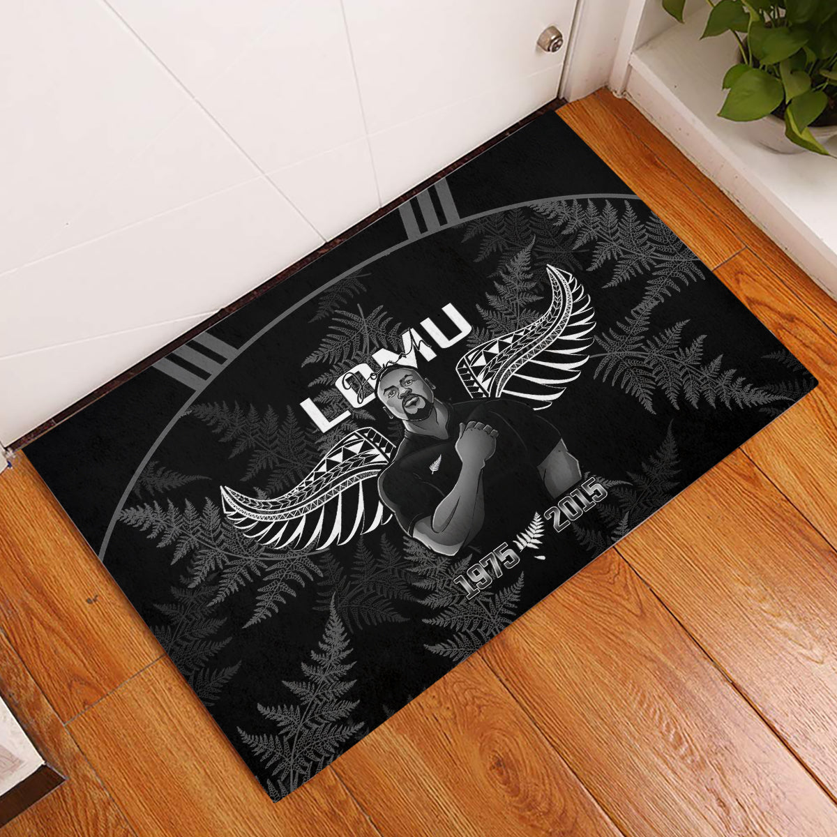 New Zealand Silver Fern Rugby Rubber Doormat Aotearoa Godfather Proud Gone But Never Forgotten LT14 Black - Polynesian Pride