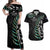 Personalised New Zealand Silver Fern Rugby Couples Matching Off Shoulder Maxi Dress and Hawaiian Shirt Paua Shell With Champions Trophy History NZ Forever LT14 Black - Polynesian Pride