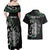 Personalised New Zealand Silver Fern Rugby Couples Matching Off Shoulder Maxi Dress and Hawaiian Shirt Paua Shell With Champions Trophy History NZ Forever LT14 - Polynesian Pride