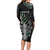 Personalised New Zealand Silver Fern Rugby Long Sleeve Bodycon Dress Paua Shell With Champions Trophy History NZ Forever LT14 - Polynesian Pride