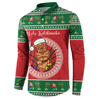 Personalized Hawaii Christmas Button Sweatshirt Tiki Santa Mele Kalikimaka LT14 - Polynesian Pride