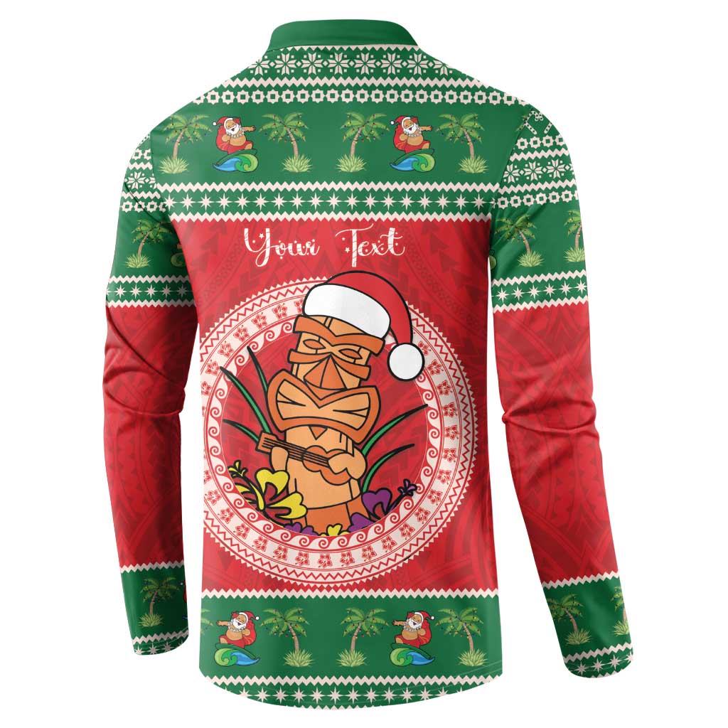 Personalized Hawaii Christmas Button Sweatshirt Tiki Santa Mele Kalikimaka LT14 - Polynesian Pride