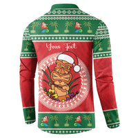 Personalized Hawaii Christmas Button Sweatshirt Tiki Santa Mele Kalikimaka LT14 - Polynesian Pride
