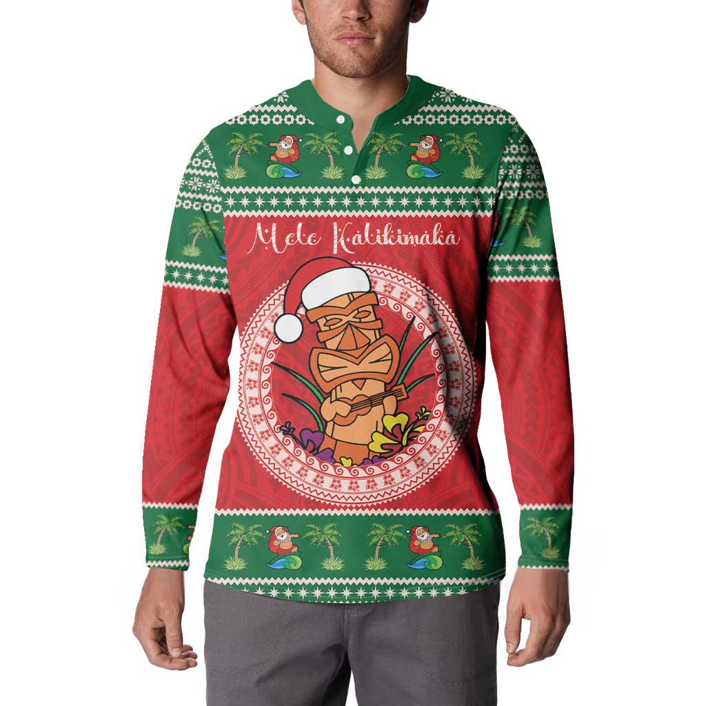 Personalized Hawaii Christmas Button Sweatshirt Tiki Santa Mele Kalikimaka LT14 - Polynesian Pride