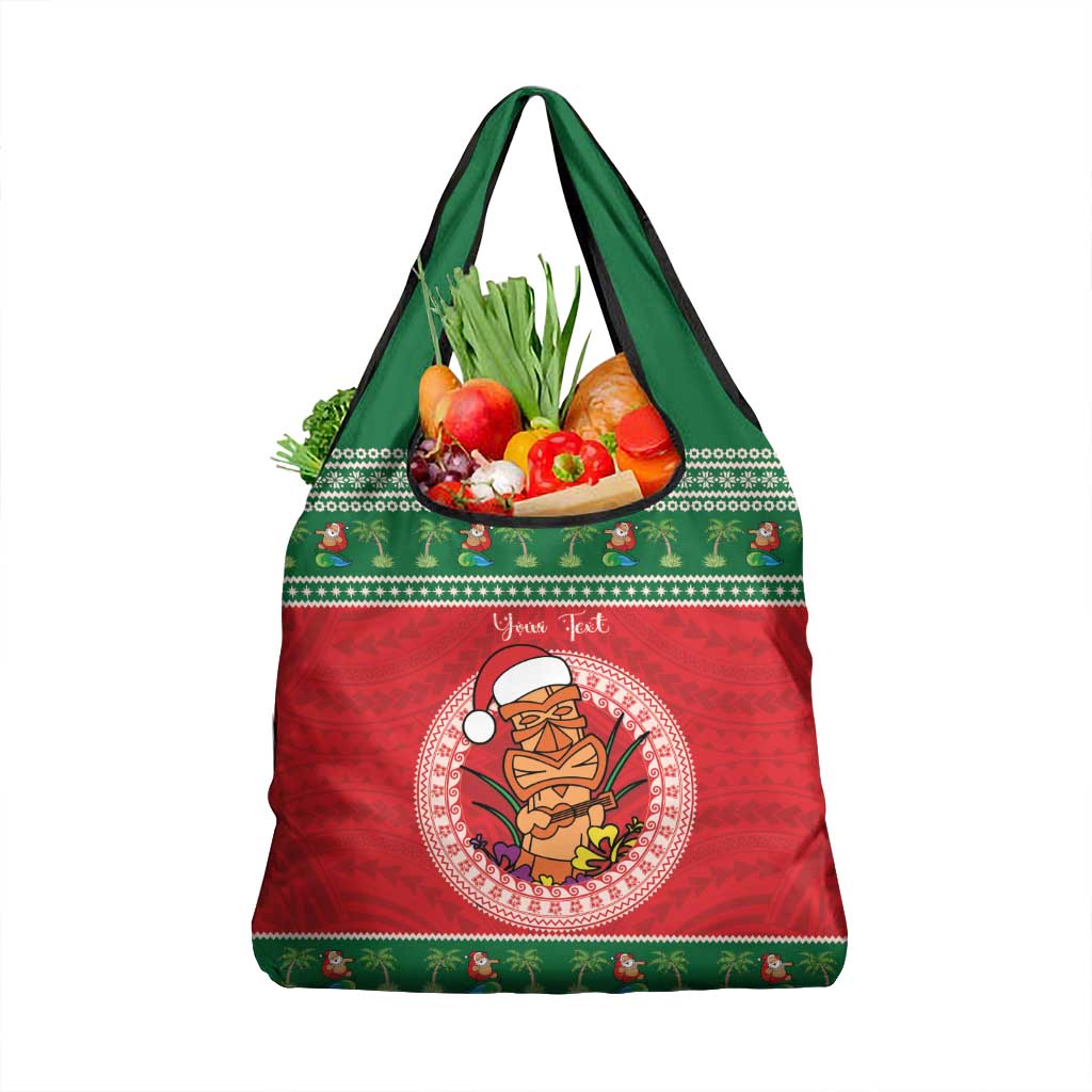Personalized Hawaii Christmas Grocery Bag Tiki Santa Mele Kalikimaka LT14 1-pack One Size Red - Polynesian Pride
