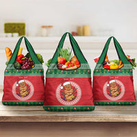Personalized Hawaii Christmas Grocery Bag Tiki Santa Mele Kalikimaka LT14 3-pack One Size Red - Polynesian Pride