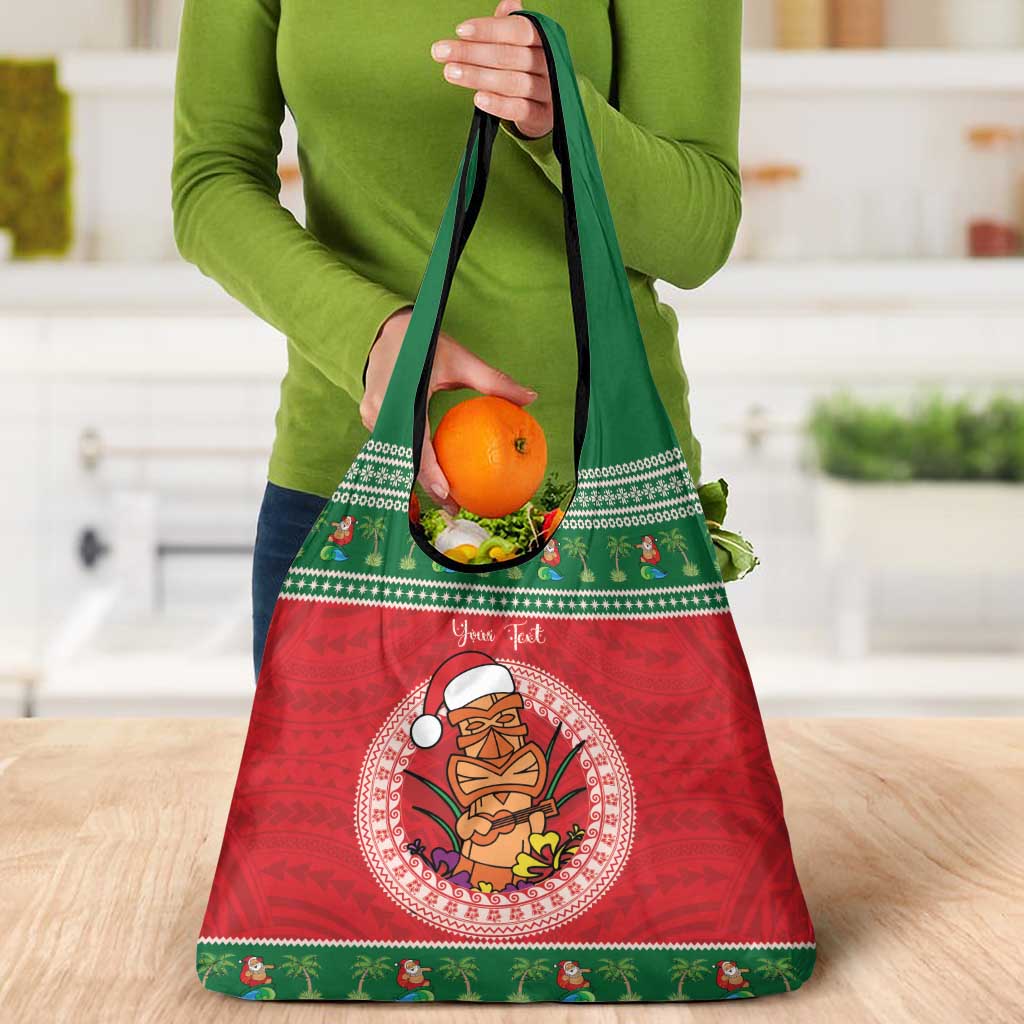 Personalized Hawaii Christmas Grocery Bag Tiki Santa Mele Kalikimaka LT14 - Polynesian Pride