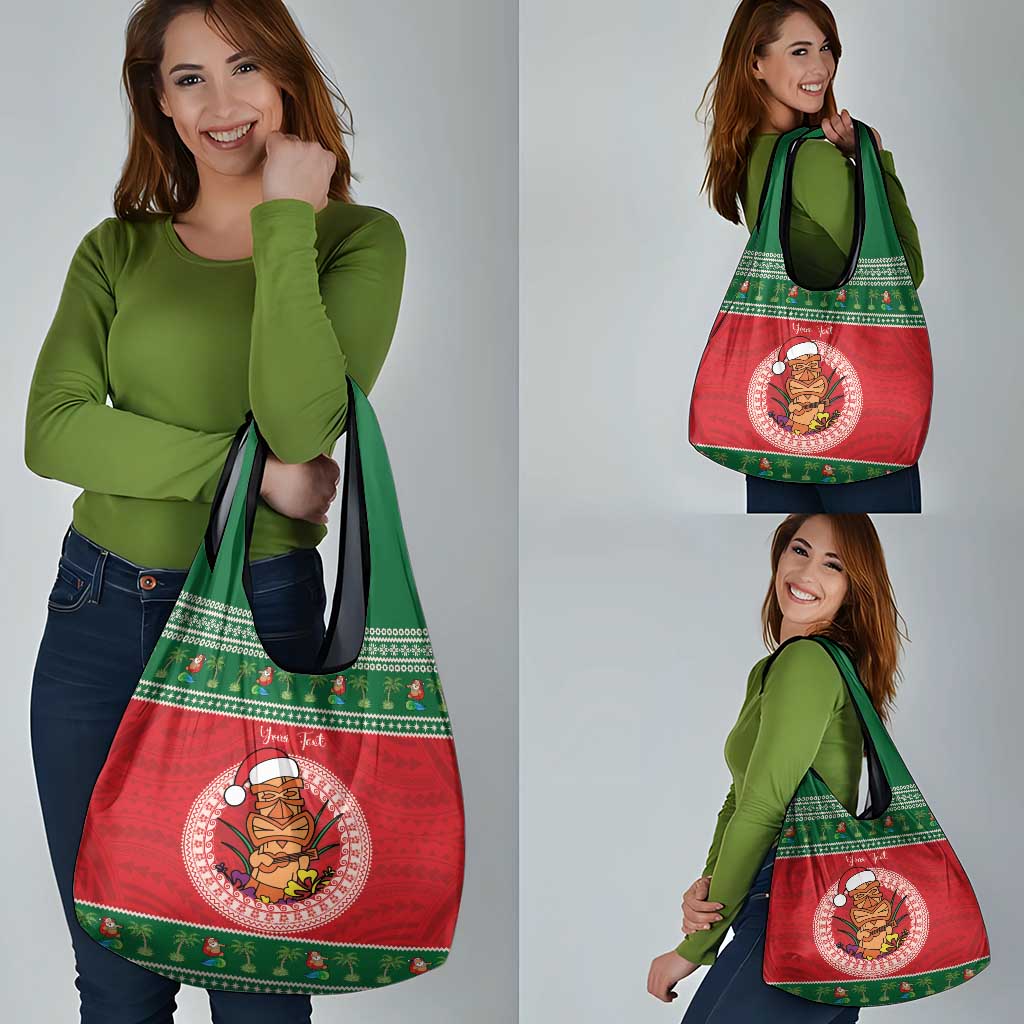 Personalized Hawaii Christmas Grocery Bag Tiki Santa Mele Kalikimaka LT14 - Polynesian Pride