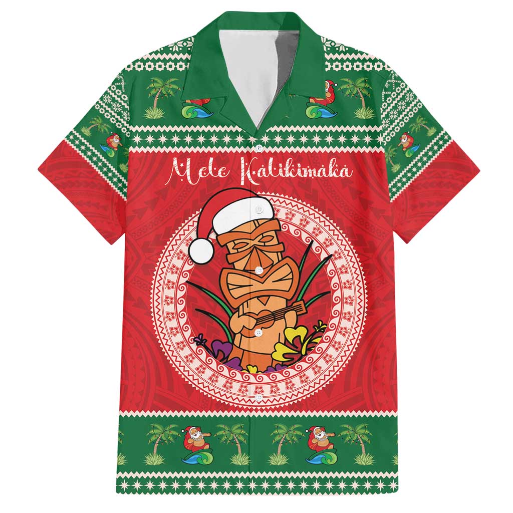 Personalized Hawaii Christmas Hawaiian Shirt Tiki Santa Mele Kalikimaka LT14 Red - Polynesian Pride