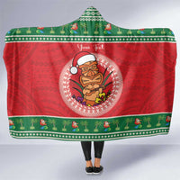 Personalized Hawaii Christmas Hooded Blanket Tiki Santa Mele Kalikimaka LT14 One Size Red - Polynesian Pride