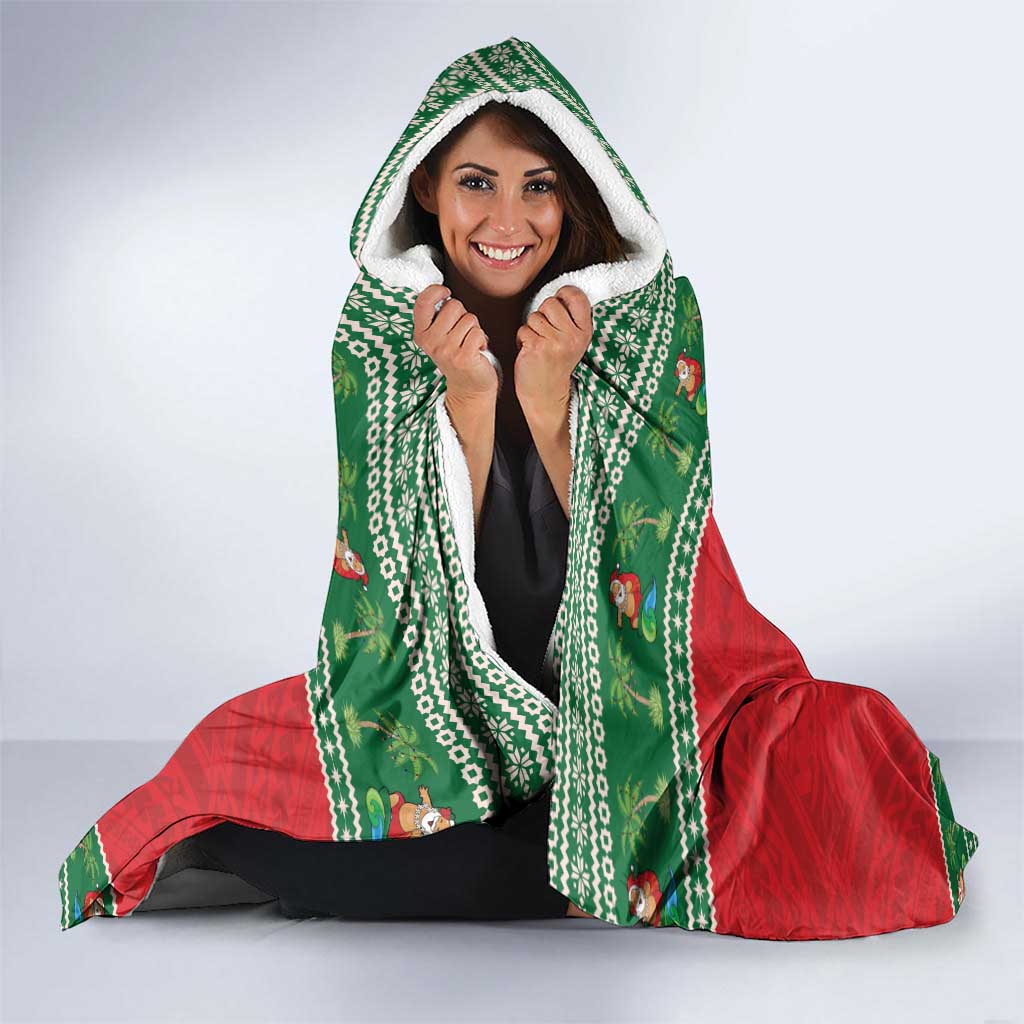 Personalized Hawaii Christmas Hooded Blanket Tiki Santa Mele Kalikimaka LT14 - Polynesian Pride