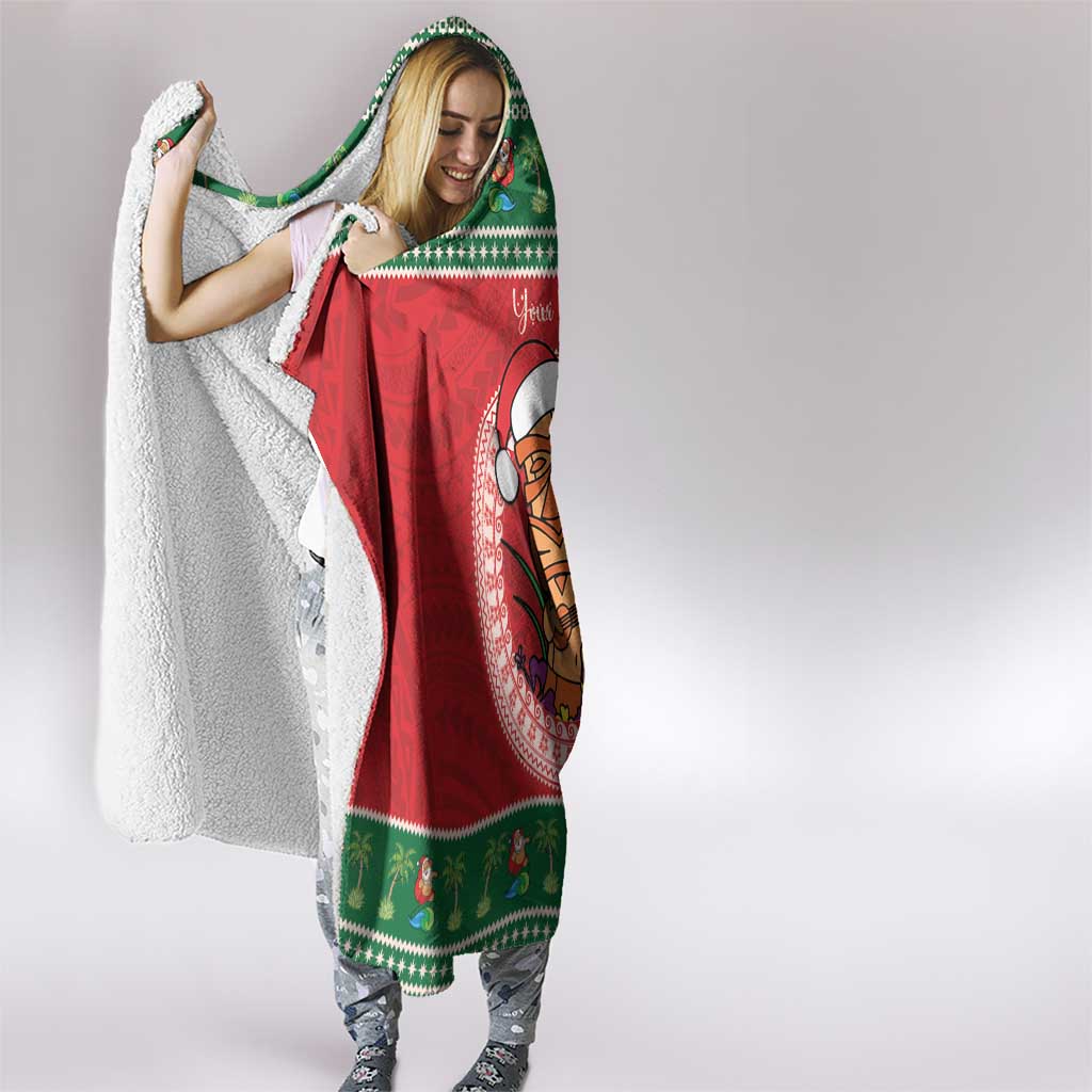 Personalized Hawaii Christmas Hooded Blanket Tiki Santa Mele Kalikimaka LT14 - Polynesian Pride