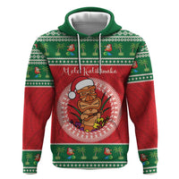 Personalized Hawaii Christmas Hoodie Tiki Santa Mele Kalikimaka LT14 Pullover Hoodie Red - Polynesian Pride