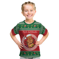 Personalized Hawaii Christmas Kid T Shirt Tiki Santa Mele Kalikimaka LT14 Red - Polynesian Pride