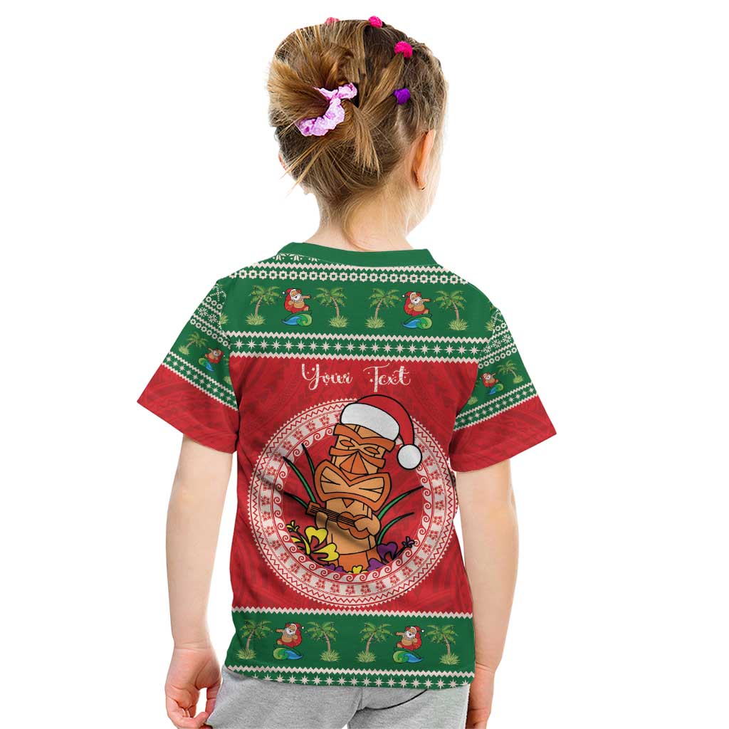 Personalized Hawaii Christmas Kid T Shirt Tiki Santa Mele Kalikimaka LT14 - Polynesian Pride
