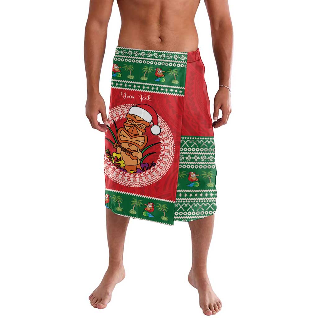 Personalized Hawaii Christmas Lavalava Tiki Santa Mele Kalikimaka LT14 Red - Polynesian Pride