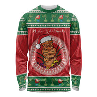 Personalized Hawaii Christmas Long Sleeve Shirt Tiki Santa Mele Kalikimaka LT14 Unisex Red - Polynesian Pride