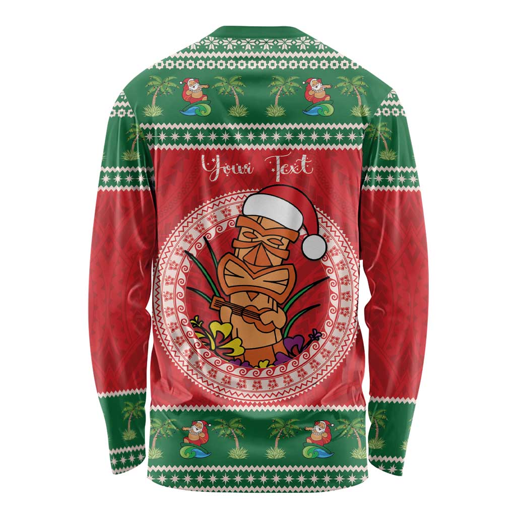Personalized Hawaii Christmas Long Sleeve Shirt Tiki Santa Mele Kalikimaka LT14 - Polynesian Pride