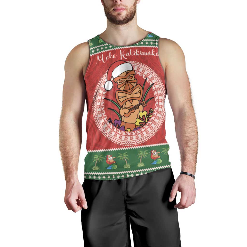 Personalized Hawaii Christmas Men Tank Top Tiki Santa Mele Kalikimaka LT14 - Polynesian Pride