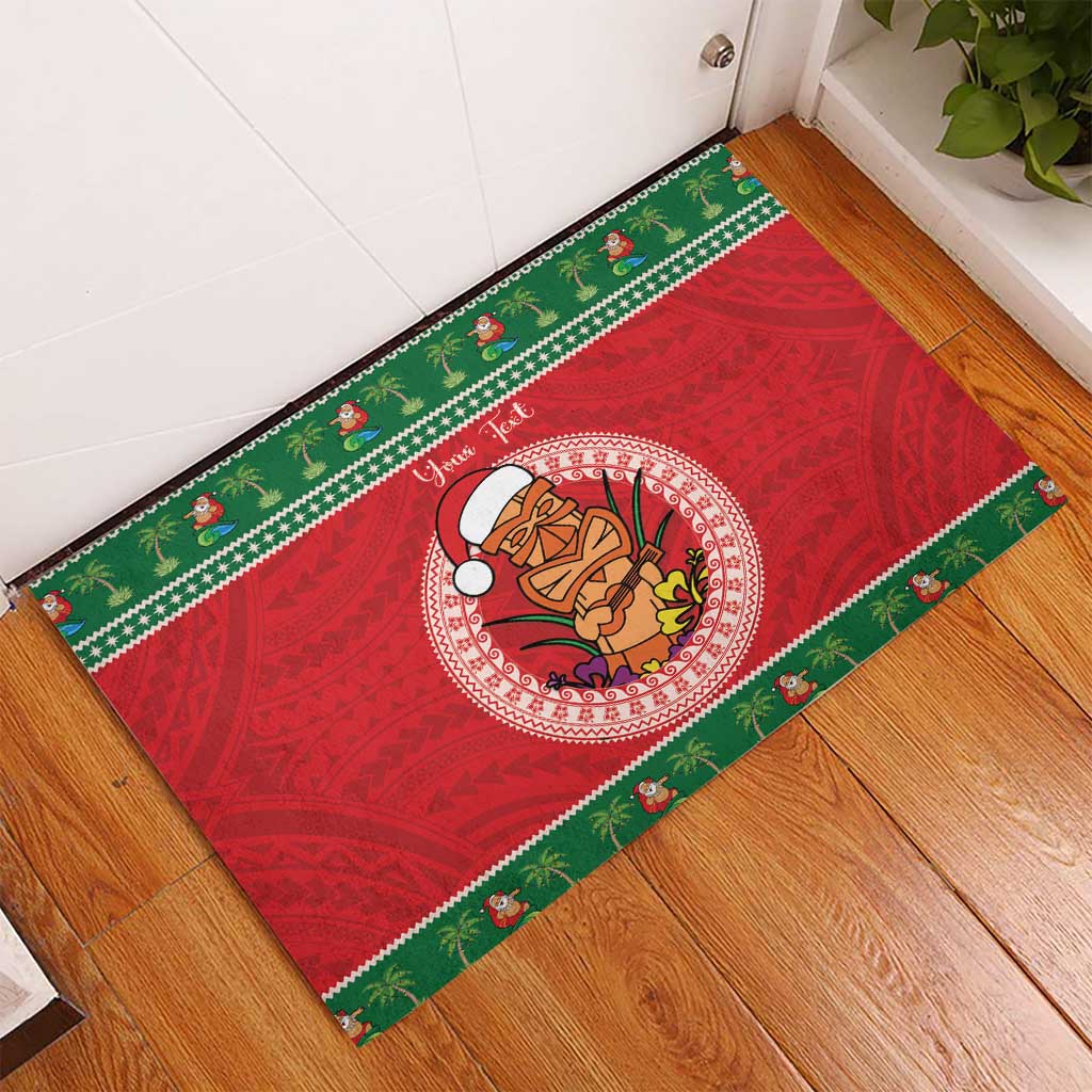 Personalized Hawaii Christmas Rubber Doormat Tiki Santa Mele Kalikimaka LT14 - Polynesian Pride
