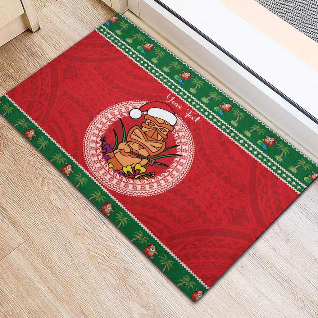 Personalized Hawaii Christmas Rubber Doormat Tiki Santa Mele Kalikimaka LT14 - Polynesian Pride