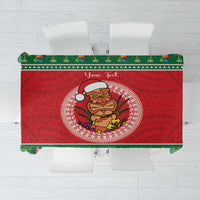 Personalized Hawaii Christmas Tablecloth Tiki Santa Mele Kalikimaka LT14 Red - Polynesian Pride