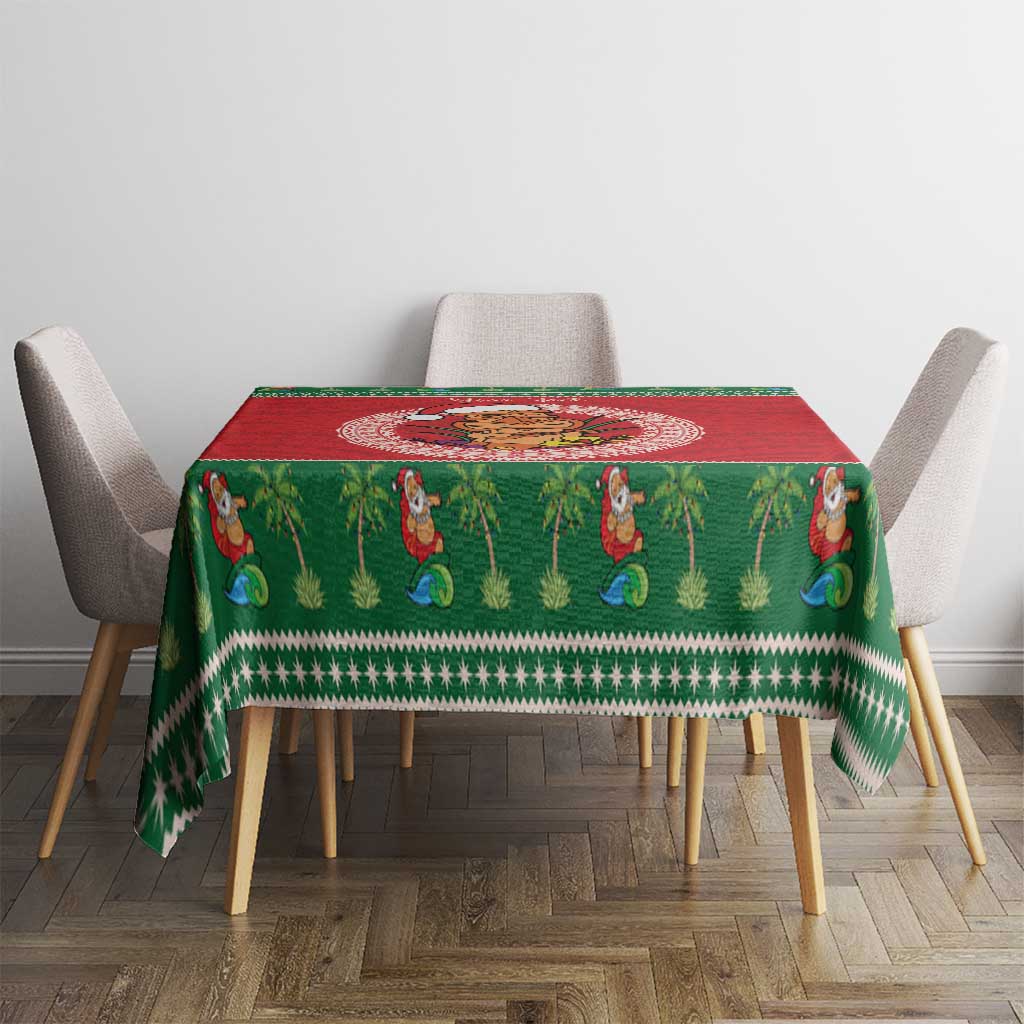 Personalized Hawaii Christmas Tablecloth Tiki Santa Mele Kalikimaka LT14 - Polynesian Pride