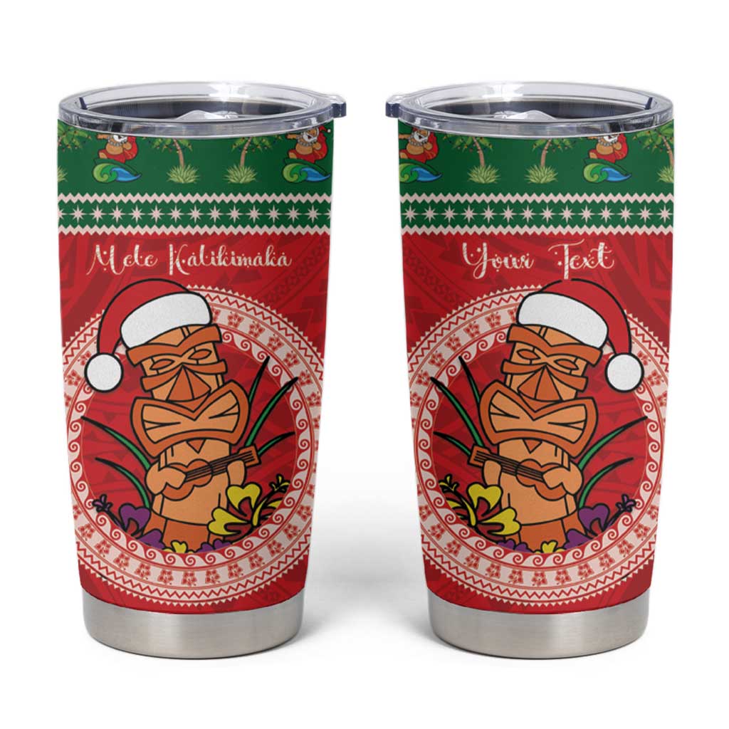 Personalized Hawaii Christmas Tumbler Cup Tiki Santa Mele Kalikimaka LT14 Red - Polynesian Pride