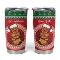 Personalized Hawaii Christmas Tumbler Cup Tiki Santa Mele Kalikimaka LT14 Red - Polynesian Pride