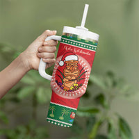 Personalized Hawaii Christmas Tumbler With Handle Tiki Santa Mele Kalikimaka LT14 - Polynesian Pride