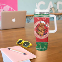 Personalized Hawaii Christmas Tumbler With Handle Tiki Santa Mele Kalikimaka LT14 - Polynesian Pride