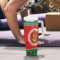 Personalized Hawaii Christmas Tumbler With Handle Tiki Santa Mele Kalikimaka LT14 - Polynesian Pride