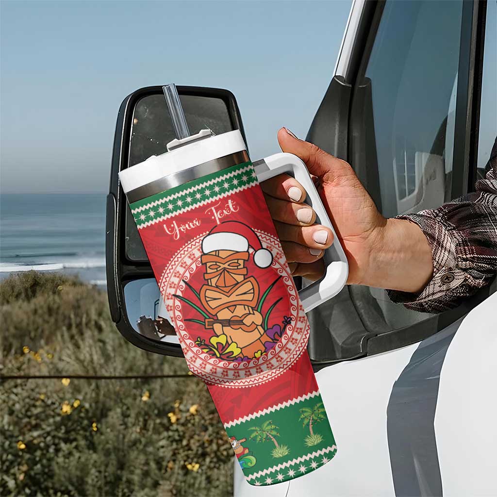 Personalized Hawaii Christmas Tumbler With Handle Tiki Santa Mele Kalikimaka LT14 - Polynesian Pride